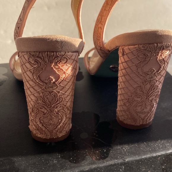 Betsey Johnson Women's Sb-kani Nude champagne colour fabric lace sandalBell Hill - Picture 10 of 14